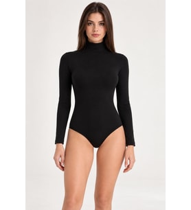 Goldoremi 4055 Kadın Pamuklu Uzun Kollu Balıkçı Yaka Bodysuit Atlet