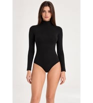Goldoremi 4055 Kadın Pamuklu Uzun Kollu Balıkçı Yaka Bodysuit Atlet