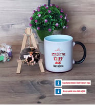 Aşçıya Hediye Kupa Bardak Beyaz ve Fotoğraflı Ahşap Anahtarlık Hediye (Model 9)
