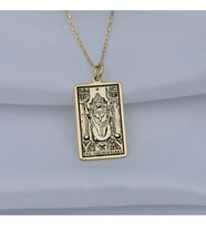 925 Ayar Gümüş Tarot (the Hierophant) Aziz Kolye (Altın)