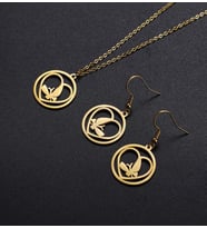 Kişiye Özel 925 Ayar Gümüş Kelebek Kolye Küpe Seti (Gold)