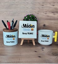Maden Mühendisi Hediye Sepeti Kupa Bardak T Kulplu, Kalemlik ve Dekoratif Taş Mühendisler Günü Hediyesi (Model 5)