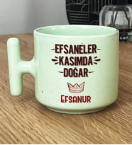 Kişiye Özel Efsaneler Kasımda Doğar Hediye Pastel T Kupa Doğum Günü Hediyesi (Yeşil)