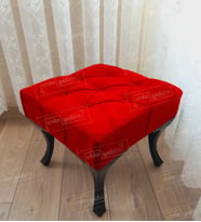 Kapitoneli Makyaj Pufu Ayak Ucu Puf Siyah Ayak (45*45) (Kırmızı)