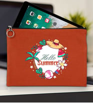 BK Gİft Yaz Temalı-4 Tablet Çantası 30x21cm(12 Renk Seçeneği), Ipad Çantası, Baskılı Tablet Kılıfı (Kiremit)