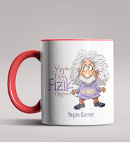 Kişiye Özel 100 Yılın En İyi Fizik Öğretmeni Tasarım Siyah Kupa  (Kırmızı)