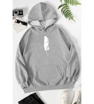 Unisex Tüy Baskılı Sweatshirt (Gri)