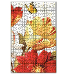Cakapuzzle Yağlı Boya Çiçek Kelebek Görseli Puzzle Yapboz MDF (Ahşap) (255 Parça)