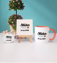 Maden Mühendisi Kupa Bardak Lacivert Dekoratif Taş Baskı Anahtarlık (Model 6)
