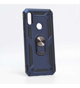 Huawei Honor 8A Uyumlu Kılıf Standlı Manyetik Yüzüklü Military Magnetic Ring Polycarbonate and TPU Case (Lacivert)