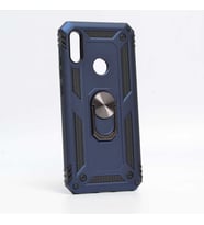 Huawei Honor 8A Uyumlu Kılıf Standlı Manyetik Yüzüklü Military Magnetic Ring Polycarbonate and TPU Case (Lacivert)