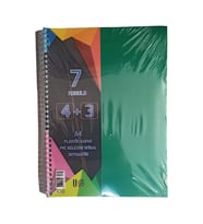 4+3 Ayraçlı Defter 7 Konulu 175 Yaprak 1 Adet 4 Kareli 3 Çizgili Spralli Plastik Kapak Seperatörlü (Yeşil)