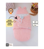 Peluş Bebek Dış Kundağı Oyuncaklı Uyku Tulumu Hastane Çıkışı Hediyelik Sarma Battaniye (Pembe)