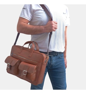 Lederax Hakiki Deri Evrak Portföy Laptop Çantası LD479 (Kahverengi)