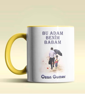Kişiye Özel Bu Adam Benim Babam Tasarımlı Siyah Kupa Bardak (Sarı)