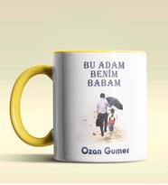 Kişiye Özel Bu Adam Benim Babam Tasarımlı Siyah Kupa Bardak (Sarı)