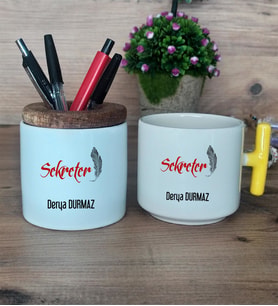 Kişiye Özel Sekreter Hediye Sepeti Kupa Bardak T Kulplu, Kalemlik Hediyeleri Sekretere Hediye (Model 5)