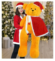 130 cm Yılbaşı Şapkalı  ve  Pelerinli Noel Ayıcık (Sarı)