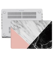 MacBook Air Kılıf HardCase A1369 A1466 ile Uyumlu Mermer Desenli Kılıf 09NL (Siyah - Turuncu)