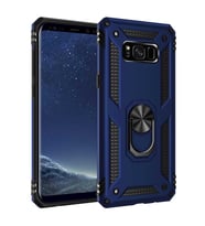 Galaxy S8 Plus Kılıf Zore Vega Yüzüklü Standlı Zırh Kılıf (Mavi)