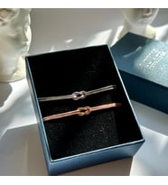 Düğüm Çift Bileklik  925 Ayar Gümüş Bileklik (Rose)