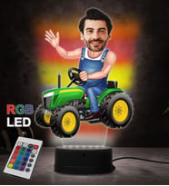 Doğum Günü Hediyesi,Sevgiliye Hediye, Kişiye Özel Fotoğraflı Çiftçi 2  Karikatür 3D Led Lamba (RGB)