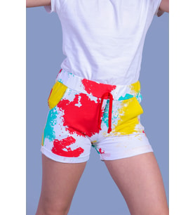 Toontoy Kız Çocuk Batik Desenli İki Yanı Cepli Şort (Sarı)