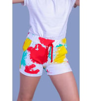 Toontoy Kız Çocuk Batik Desenli İki Yanı Cepli Şort (Sarı)
