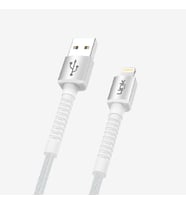 K550 Güvenli ve Hızlı 1m Örgülü Metal Kafa Lightning iPhone Şarj Kablosu (Beyaz)