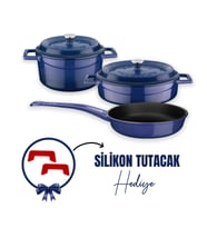Lava Döküm 3x Trendy Serisi 6 Parça Tencere & Tava Seti (Mavi)