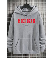 Unisex Michigan Baskılı Sweatshirt (Gri)