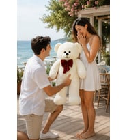 Özgüner 80 - 90 cm Rengarenk Papyonlu Ayıcık %100 yerli (Krem)
