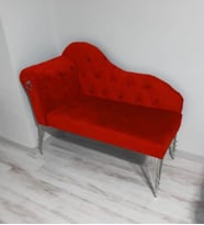 Metalda Josefin Bench Koltuk Berjer Gümüş Seri 120 Cm (Kırmızı)