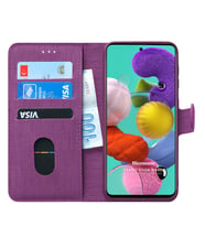 Microsonic Samsung Galaxy A51 Kılıf Fabric Book Wallet (Mor)