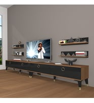 Decoraktiv Eko 360R Mdf Gold Tv Ünitesi Tv Sehpası (Siyah - Ceviz)