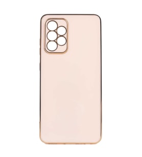 Samsung Galaxy A52 Kılıf Kenarları Gold Kamera Korumalı Renkli Pastel Silikon Açık Yeşil BARK (Rose - Gold)