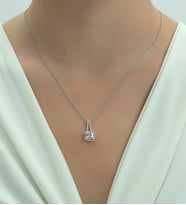 Pırlanta Modeli Kare Kadın Kolye 925 Ayar Gümüş, Kadın Kolye, KAREPRLNTSK001 (Beyaz)