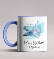 Kişiye Özel Din Kültürü Öğretmeni Tasarımlı Siyah Renk Kupa 3 (Mavi)