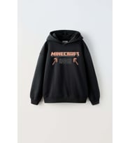 ERKEK ÇOCUK MINECRAFT MODELLİ KOL MANŞETLİ PAMUK KAPŞONLU SWEAT (Siyah)