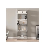 Country Dekoratif 5 Raflı Ev-ofis Kitaplık, Modern Kütüphane, Beyaz