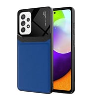 Galaxy A52 Kılıf ​Deri Görünümlü Emiks Kapak (Lacivert)