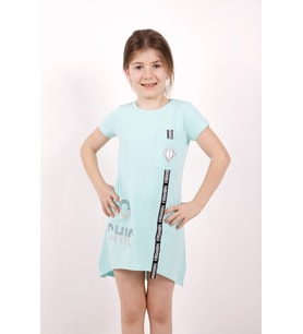 Toontoy Kız Çocuk So Chıc Baskılı Elbise (Mint Yeşili)