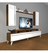 Decoraktiv Ekoflex 7 Mdf Retro Tv Ünitesi Tv Sehpası (Beyaz - Kahverengi)