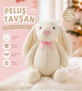 Uzun Kulak Uyku Arkadaşım Bunny Peluş Tavşan 65 cm - Çocuğunuzun Uyku Arkadaşı (Beyaz)