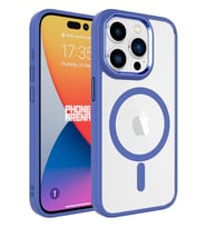 Apple iPhone 15 Pro Kılıf Wireless Şarj Özellikli Krom Magsafe Silikon Kılıf (Mavi)