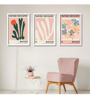 3'lü Ahşap Lamine Çerçeveli Mdf Tablo Papiers Henri Matisse (Beyaz)