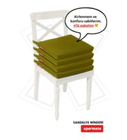 XPERMATE  Fermuarlı 4'lü Sandalye Minderi Su İtici Kumaş 40x40 cm Sünger Sandalye Minderi Bağcıklı (Turkuaz)