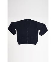 Ön Cepli V Yaka Battal (Büyük Boy) Düğmeli Yünlü Triko Hırka (Lacivert)