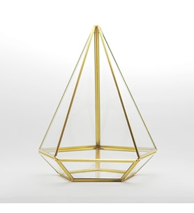 27x21x21cm  Cam Fanus  Geometrik Teraryum  Çikolata Kutusu  Pirinç & Gold, Bakır, Gümüş, Siyah (Antrasit)