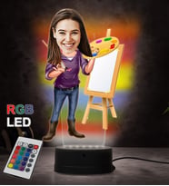 Doğum Günü Hediyesi,Sevgiliye Hediye, Kişiye Özel Fotoğraflı Resim Öğretmeni Karikatür 3D Led Lamba (RGB)